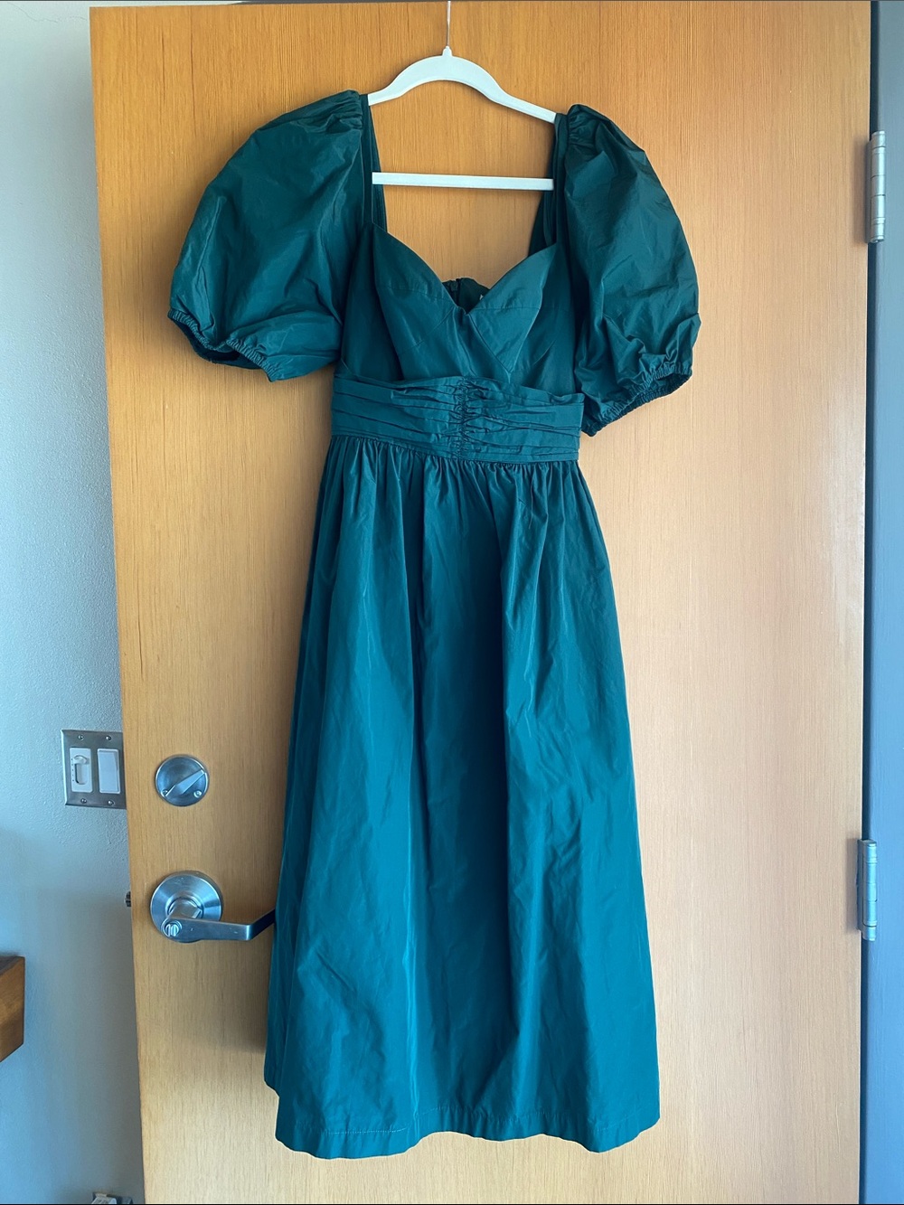 ANTONIO MELANI Taffeta Puff Sleeve Midi Dress